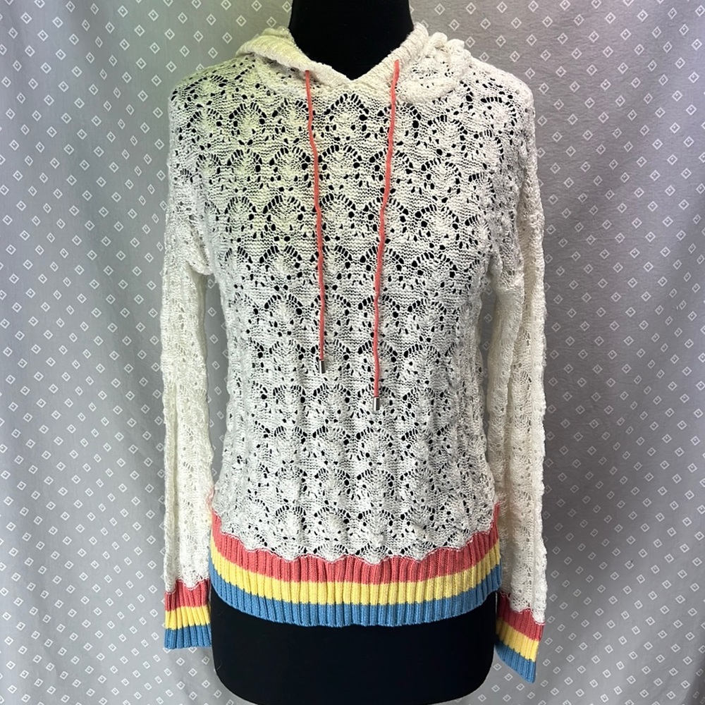White Knit Hoodie Sweater